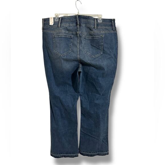 NEW Torrid Dark Blue double waist raw hem flare Jeans - Picture 6 of 7
